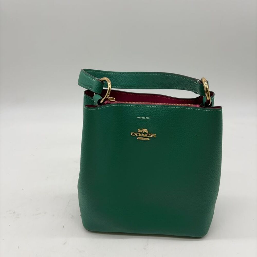 Coach Bucket Bag Green Pink Interior Double Face Leather